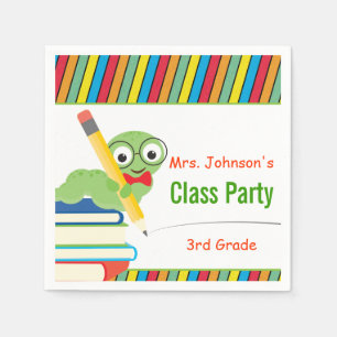 Class Party, Bookworm & Books Customisable Napkin