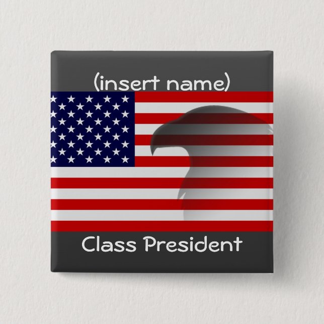 class president 15 cm square badge (Front)