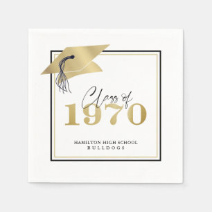 Class Reunion 1970 Faux Metallic Gold Cap Napkin