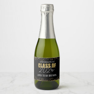 Class Reunion Black and Gold Glitter  Wine Label