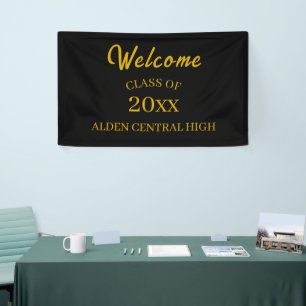 Class Reunion Black and Gold Welcome Banner