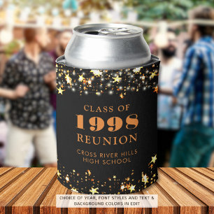 Class Reunion Black Orange Gold Stars Personalised Can Cooler