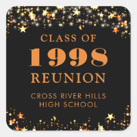 Class Reunion Black Orange Gold Stars Personalised