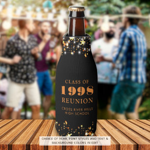 Class Reunion Black Orange Stars Personalised Bottle Cooler