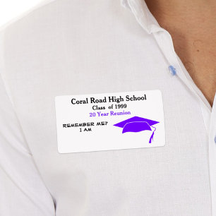 Class Reunion Black Purple Paper Name Tag