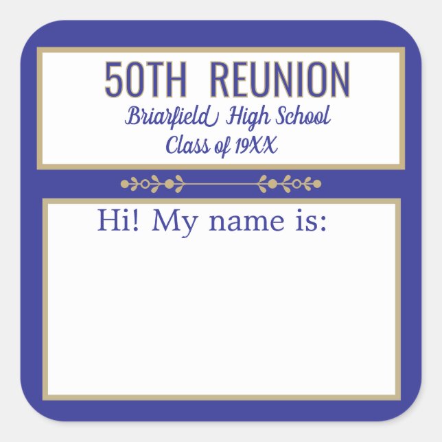 Class Reunion custom Name badge stickers (Front)