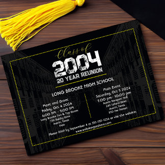 Class Reunion Elegant Black - 20 Year Reunion Invitation