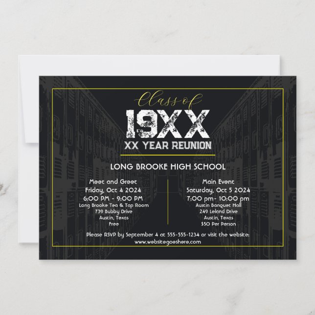 Class Reunion Elegant Black Any Year Invitation (Front)
