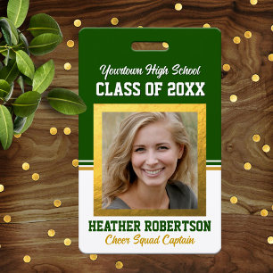 Class Reunion Green and Gold Photo ID Badge
