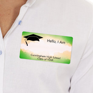 Class Reunion Green Watercolor Name Tag