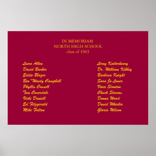 class reunion in memorium poster (Front)