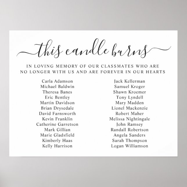 Class Reunion In Memory This Candle Burns Poster (Front)