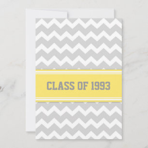 Class Reunion Invitations Grey Lemon Chevron