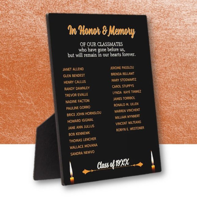 Class Reunion Memorial Tribute tabletop Plaque (Creator Uploaded)
