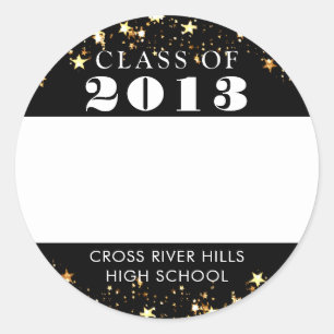 Class Reunion Name Tag Gold Stars Custom Colour