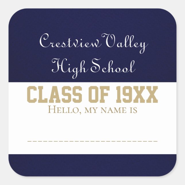 Class reunion name tag stickers! (Front)