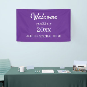Class Reunion Purple and White Welcome Banner