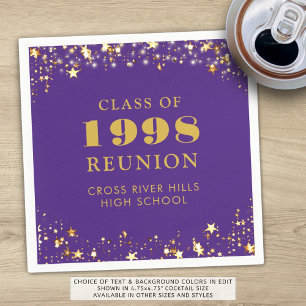 Class Reunion Purple Gold Personalised Napkin