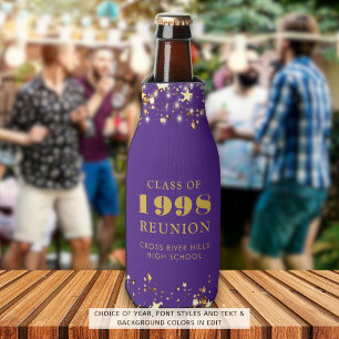 Class Reunion Purple Gold Stars Personalised Bottle Cooler