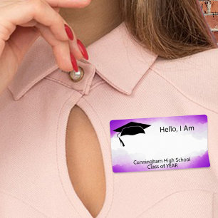 Class Reunion Purple Watercolor Name Tag