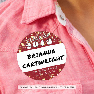 Class Reunion Red Gold Stars Name Tags