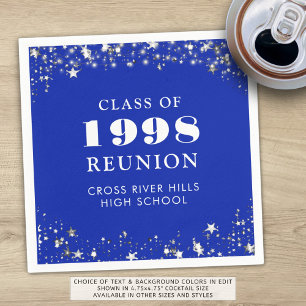 Class Reunion Royal Blue Silver White Personalised Napkin