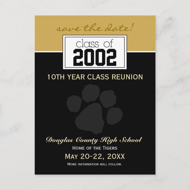 Class Reunion Save-the-Date Announcement (black) (Front)