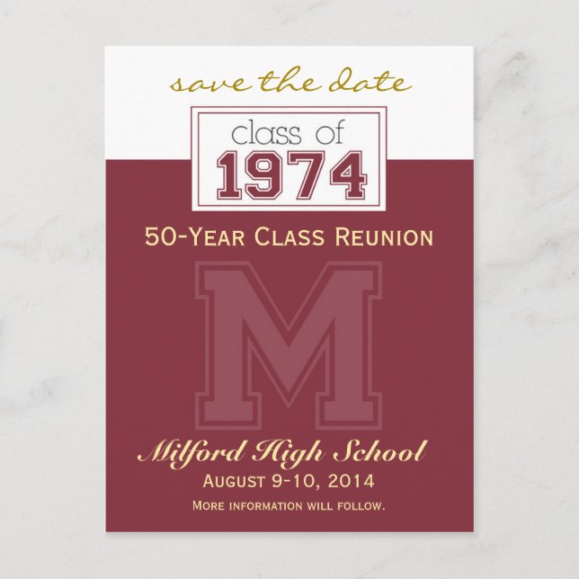 Class Reunion Save-the-Date Announcement (custom) Postcard (Front)
