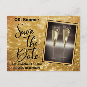Class Reunion Save The Date Baby Boomer Champagne Announcement Postcard