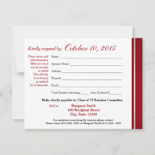 Class Reunion Varsity Stripe Response Card