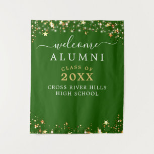 Class Reunion Welcome Green Gold Stars Tapestry