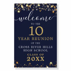 Class Reunion Welcome Navy Blue Gold Stars Script