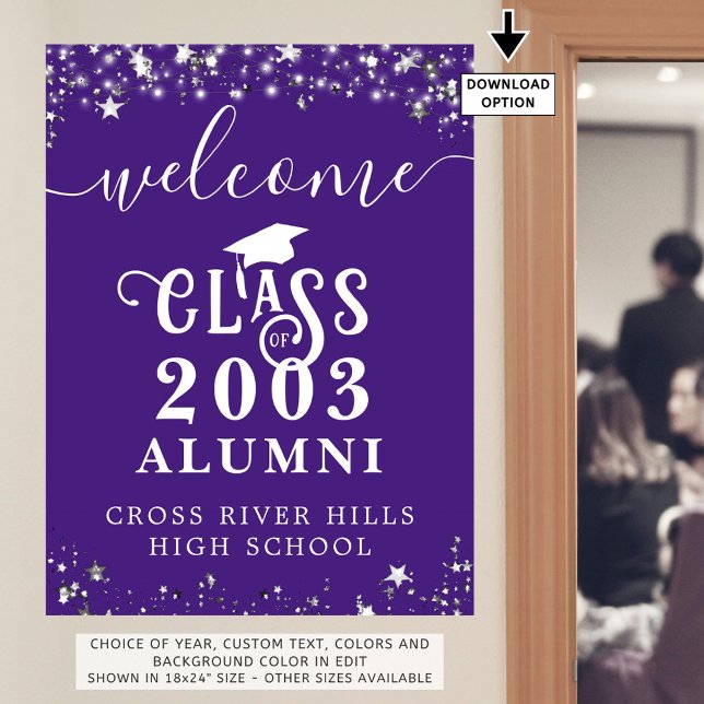 Class Reunion Welcome Purple Silver Stars Custom Poster (Creator Uploaded)