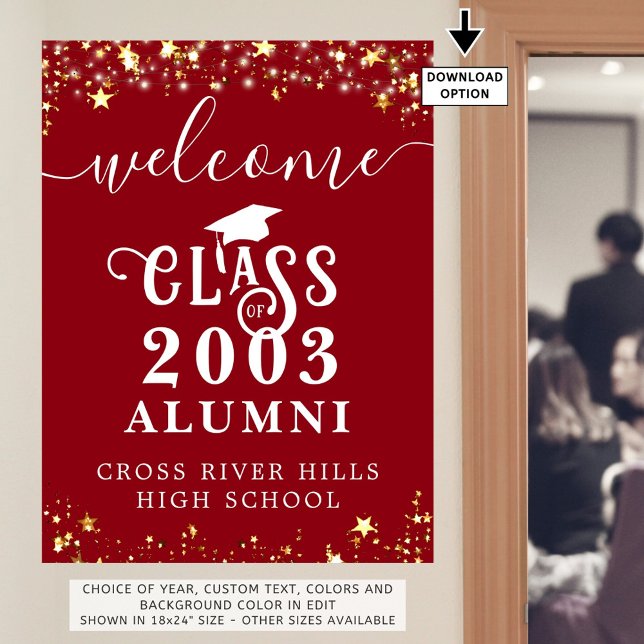 Class Reunion Welcome Red Gold Stars Custom Poster (Creator Uploaded)