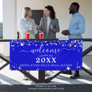 Class Reunion Welcome Royal Blue Silver Stars Banner