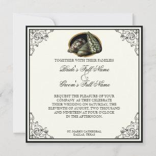 Class Shells Black and Cream - Wedding Invitation