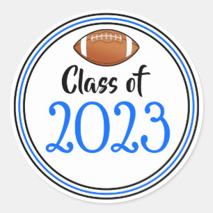 Class Year Blue & Black Graduation Classic Round Sticker
