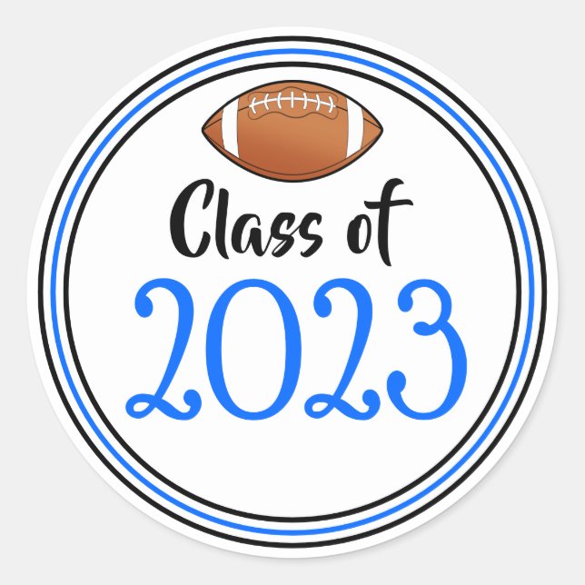 Class Year Blue & Black Graduation Classic Round Sticker (Front)