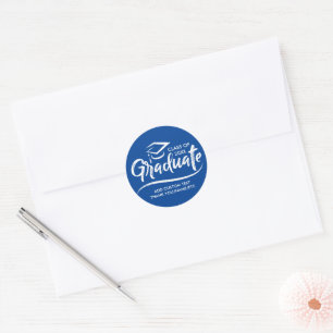 Class Year Grad Name Thank You Custom Graduation Classic Round Sticker