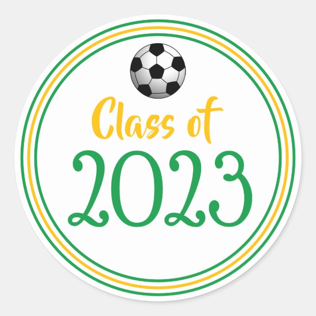 Class Year Green & Gold Graduation Classic Round Sticker (Front)