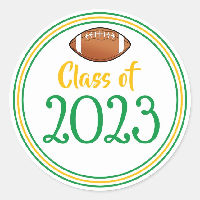 Class Year Green & Gold Graduation Classic Round Sticker (Front)