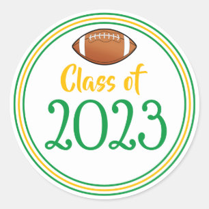 Class Year Green & Gold Graduation Classic Round Sticker