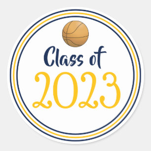 Class Year Navy & Gold Graduation Classic Round Sticker