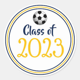 Class Year Navy & Gold Graduation Classic Round Sticker