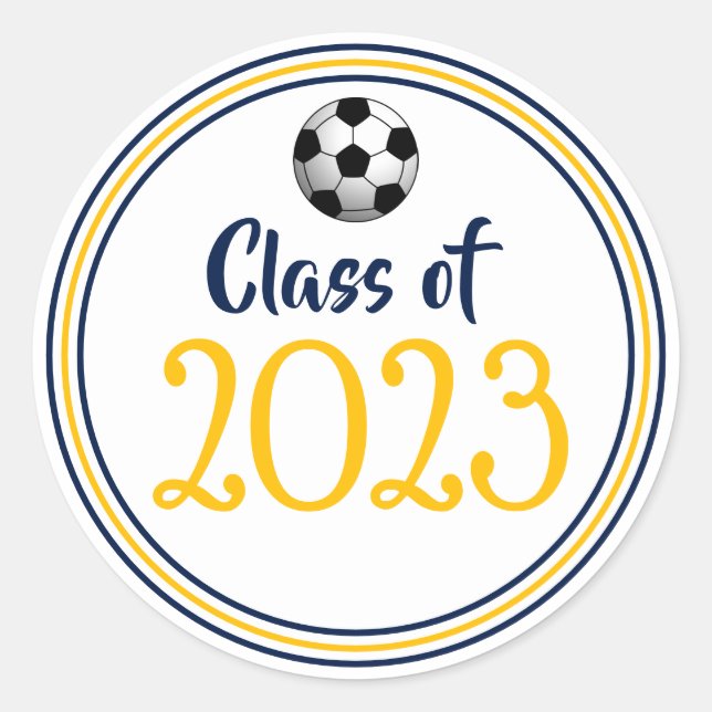 Class Year Navy & Gold Graduation Classic Round Sticker (Front)