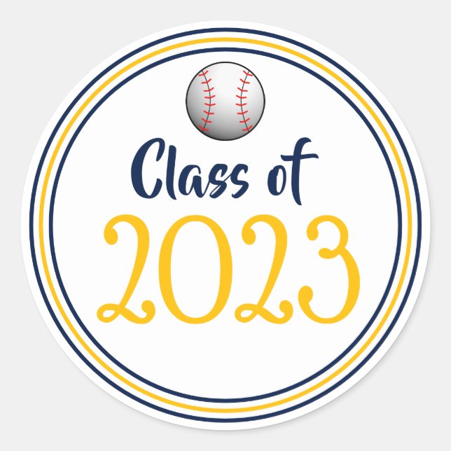 Class Year Navy & Gold Graduation Classic Round Sticker (Front)