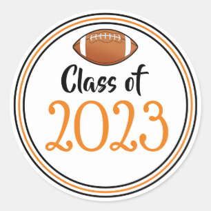 Class Year Orange & Black Graduation Classic Round Sticker