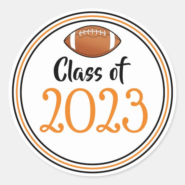 Class Year Orange & Black Graduation Classic Round Sticker (Front)