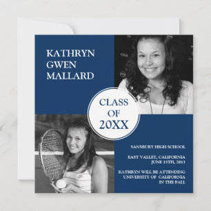 Class Year Photo Graduation Announcement Navy Blue