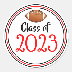 Class Year Red & Black Graduation Classic Round Sticker